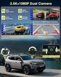 Vtopek 11,26" Vezeték Nélküli Apple CarPlay Android Autó Kijelző 2.5K Menetrögzítővel, Tolatókamerával, Bluetooth 5.0, Tükrözés Funkcióval,  5