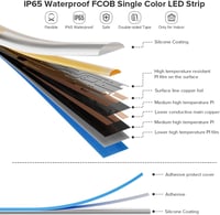 FCOB Természetes Fehér LED Szalag 4000K - Nagy Fényerejű COB 480LED/m, IP65 Vízálló, 5M, 24V, CRI90+, Szabható, Dekorációs Világítás 4
