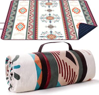 Larutan XXL Boho Strandpléd 200x200cm - Homokálló, Mosható Piknik Takaró Zöld 1