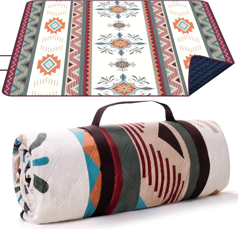 Larutan XXL Boho Strandpléd 200x200cm - Homokálló, Mosható Piknik Takaró Zöld