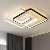 minifair Modern LED Mennyezeti Lámpa 36W 50cm - Távirányítós Négyzet Alakú Fekete-Fehér Fényerőszabályozható Lámpatest Nappaliba Hálószobába 1