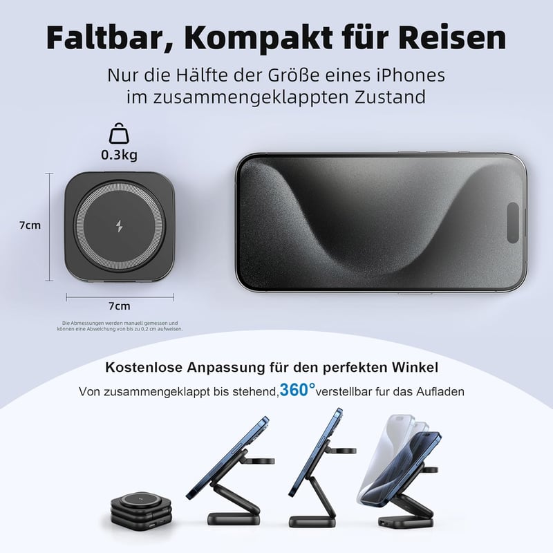 AC ISLAND 5 az 1-ben Összecsukható Vezeték Nélküli Töltőállomás iPhone 15/14/13/12, Apple Watch és AirPods Pro/3/2 Készülékekhez, MagSafe Ko