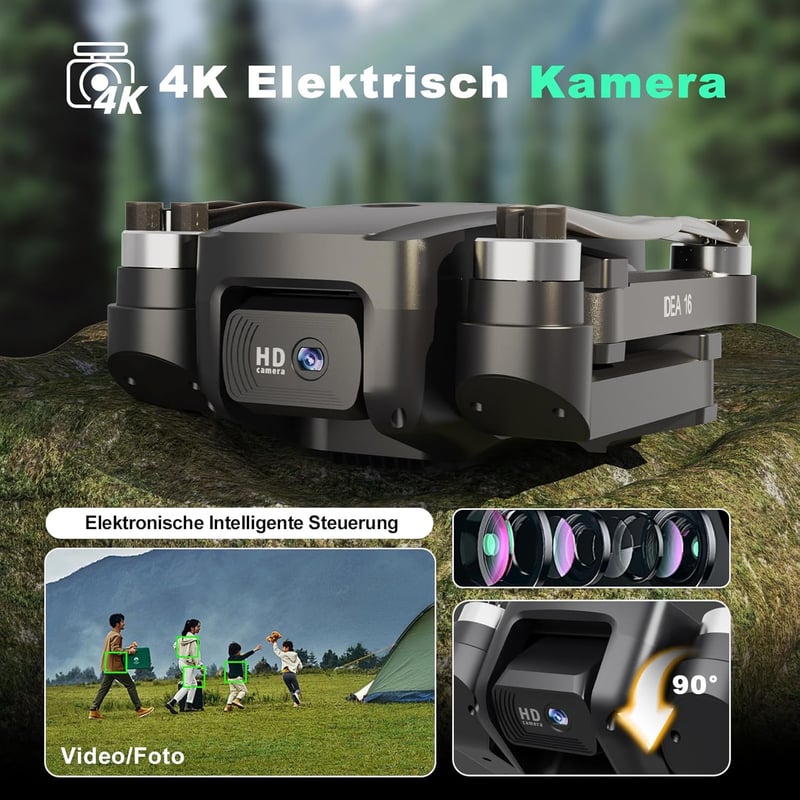 Tolatoyus IDEA16 C0 Drón 4K Kamerával, 40 km/h Sebesség, 5GHz WiFi FPV, 30 Perces Repülési Idő, Okostelefonos Vezérlés, Kezdőknek és Haladók