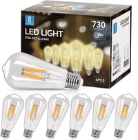 Aigostar E27 LED filament izzó, 6W, meleg fehér, vintage ST64, 6 db csomag 1