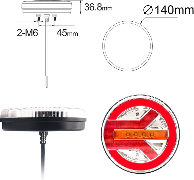 AOJO LED hátsó lámpa 12V/24V, E-jelzéssel, vízálló, univerzális