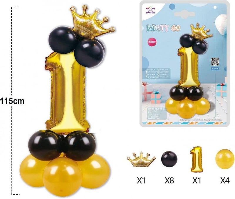 Óriás Arany Számos Születésnapi Lufi Szett - 100cm és 115cm Alumínium Ballonok