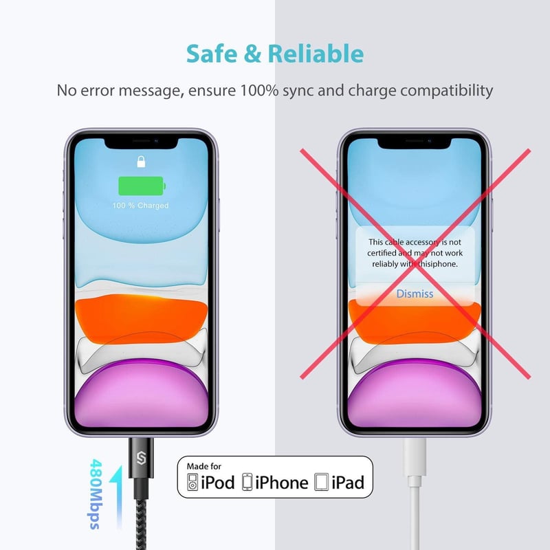 SYNCWIRE USB-C Lightning kábel 1m MFi iPhone 12/11/XS/XR MacBook iPad fekete