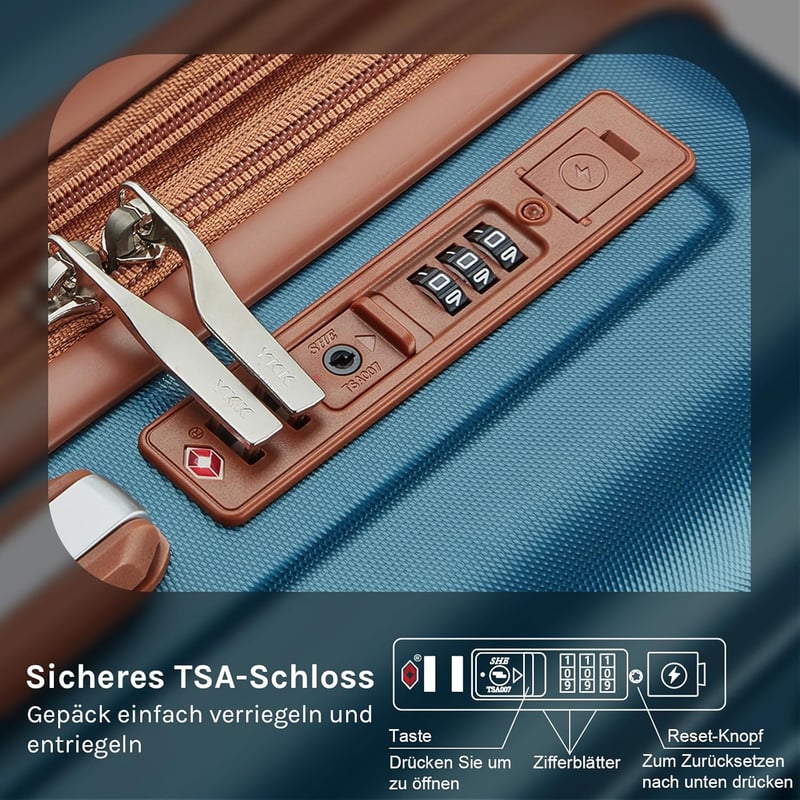 Joyway 6 részes bővíthető bőrönd szett USB porttal, pohártartóval - Bézs-barna