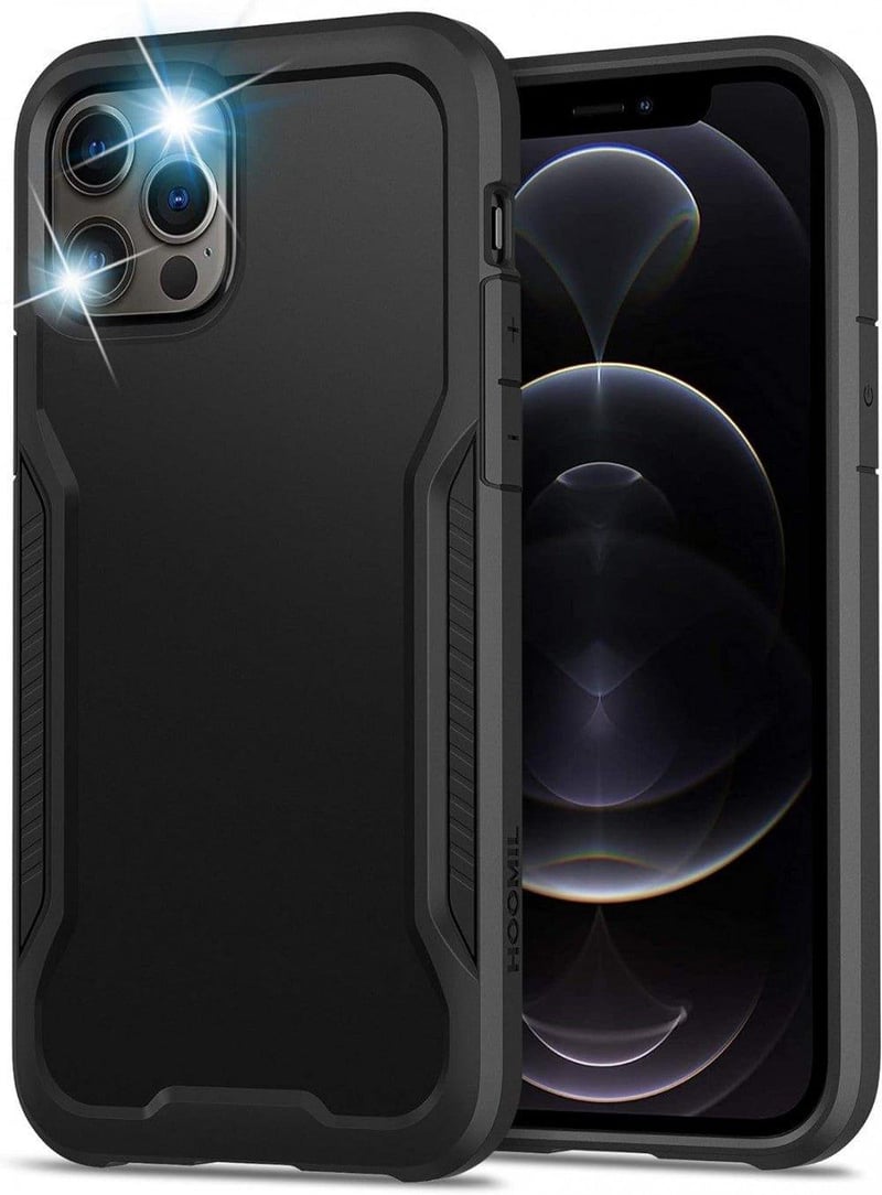 iPhone 12/12 Pro Fekete Ütésálló Védőtok - Strapabíró Keményhéj