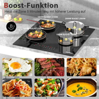 Cooksir 60 cm-es Indukciós Főzőlap 4 Zónával - Rugalmas Kombinált Felülettel, 3500W Teljesítmény, Üvegkerámia, Önálló Beépíthető 2