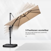PURPLE LEAF Twist Napernyő 350x250 cm - Dönthető Konzolos Kerti Napernyő, Alumínium Váz, Kurblis, UV-Álló, 360° Forgatható, Kétoldalú Tengel 3