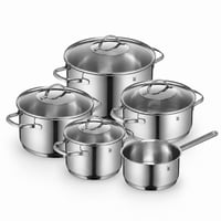 WMF Provence Plus set posuđa od nehrđajućeg čelika, 8 dijelova - za indukciju, sa staklenim poklopcima, lonci 16/20 cm, Cromargan čelik 1