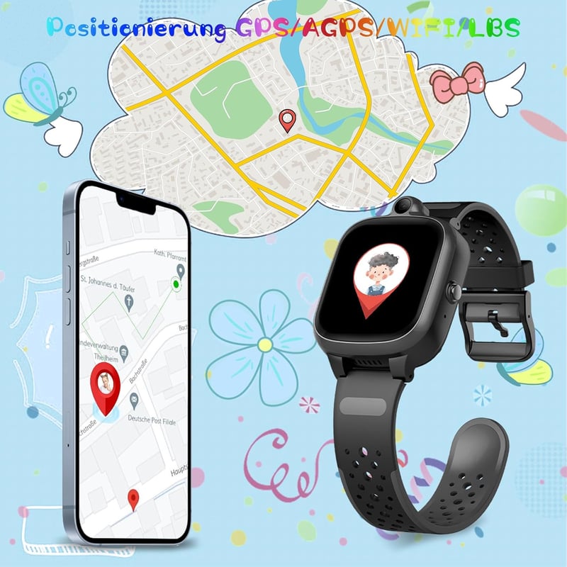 4G GPS gyerek okosóra videohívással, rózsaszín - Ajándék fiúknak és lányoknak
