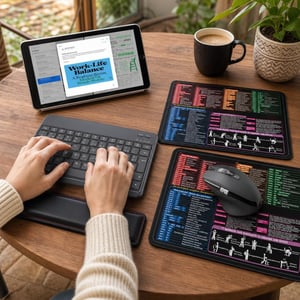 Ergonomski set za rad: Bluetooth tipkovnica + bežični miš + 2x podloga + oslonac za zglob