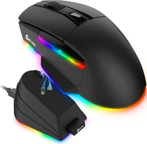 KLIM Blaze X RGB Bežični Gaming Miš - Punjivi, s Bazom za Punjenje, 12000 DPI, Kompatibilan s PC/PS5/PS4/Mac, Crni