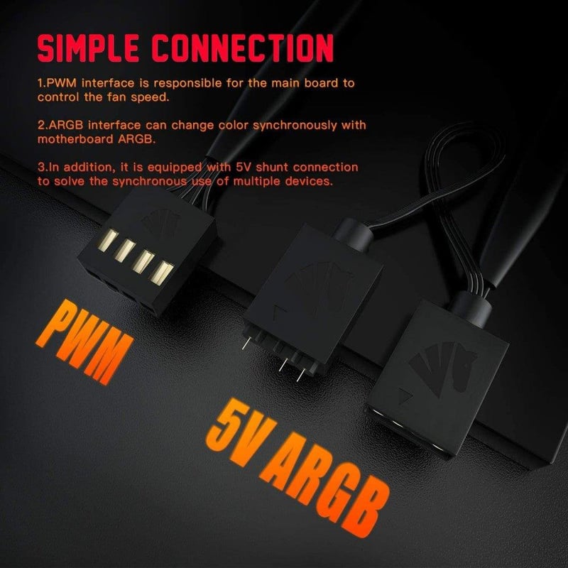AsiaHorse 120mm-es ARGB PWM PC ventilátor, csendes működés (2db)