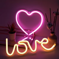 NELUX Szív és Love LED Neon Fali Dekoráció Szett - USB/Elemes Működés, Hálószobába, Valentin-napi Ajándék, Szilikon Anyag, 30.000 Órás Élett 1
