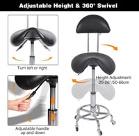REDCAMP Ergonomikus Nyeregszék Görgőkkel és Háttámlával - 360° Forgatható, Állítható Magasságú Irodai Szék, 180 kg Teherbírás, Csendes Kerek 4