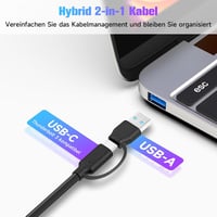 RSHTECH USB C 3.2 Hub 7 Portos Aktív Tápegységgel, 10 Gbps Adatátvitel, 3x Type-C + 4x USB 3.0 Port, Érintős Kapcsoló, 100cm Kábel 4