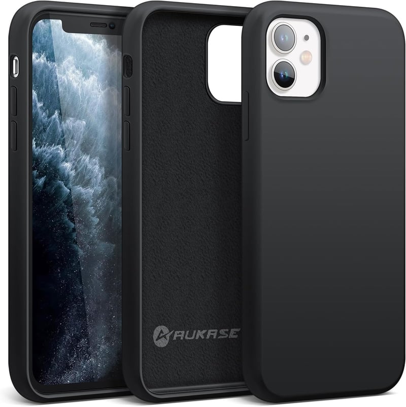 iPhone 11 prémium szilikon tok, fekete - AUKASE ütésálló védőtok kameraperemmel