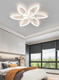 DIDADIDA Csendes Mennyezeti Ventilátor Lámpával - 70W Akril Virág Alakú LED Lámpa, Távirányítóval és APP Vezérléssel, Fényerőszabályzós, Feh 4