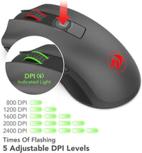 Redragon M652 vezeték nélküli optikai egér 6 gombbal, 5 DPI-fokozattal, PC és laptop kompatibilis 5