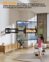 FORGING MOUNT TV Fali Tartó 109 cm Dupla Karos Konzol 50-90" Lapos/Ívelt TV-hez, 75 kg Teherbírás, Dönthető, Forgatható, VESA 600x400mm 7