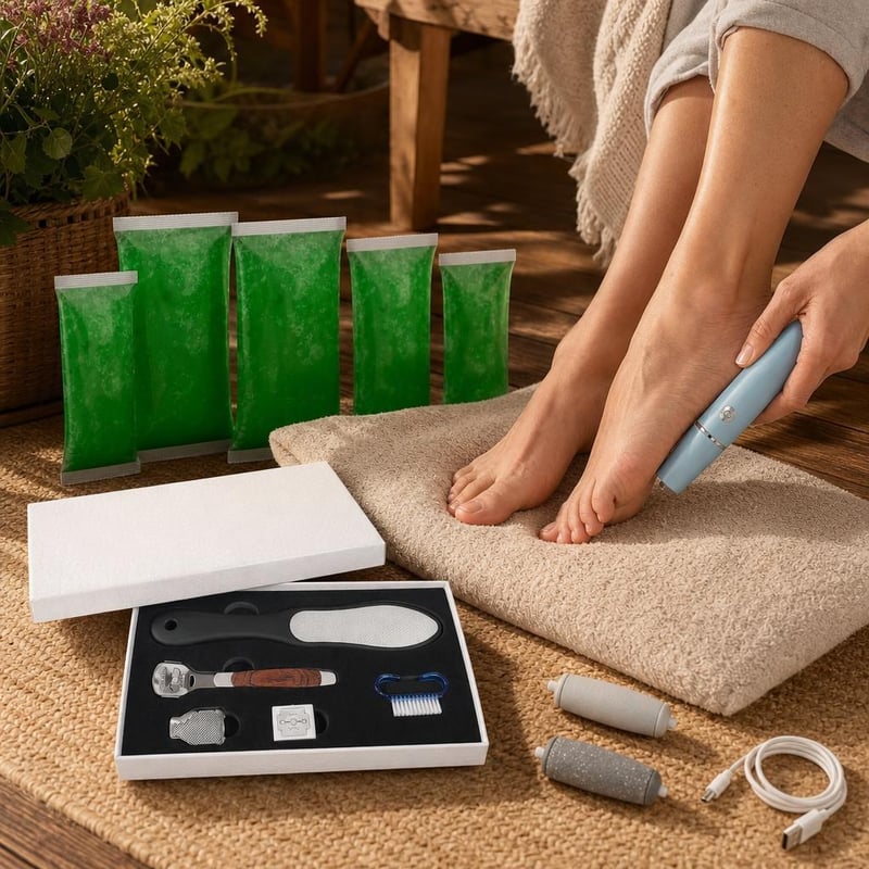 Večerný rituál pre chodidlá: pedikúra set + 6x aloe parafínová kúra + elektrický pilník na päty