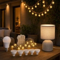 Paket tople atmosfere: 5x MR16 LED + 6m LED lanac + stolna lampa + E27 LED 1