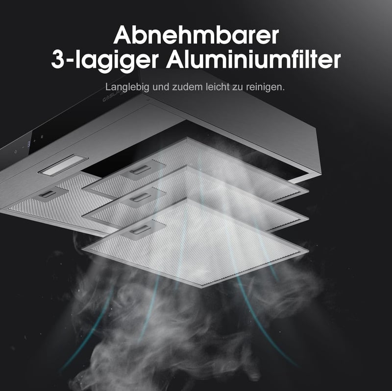 Gasland Chef SR60SS Páraelszívó 60 cm Rozsdamentes Acél Érintőképernyős Vezérlés 202 m³/h Szénszűrő LED Világítás - 60 cm, Silver