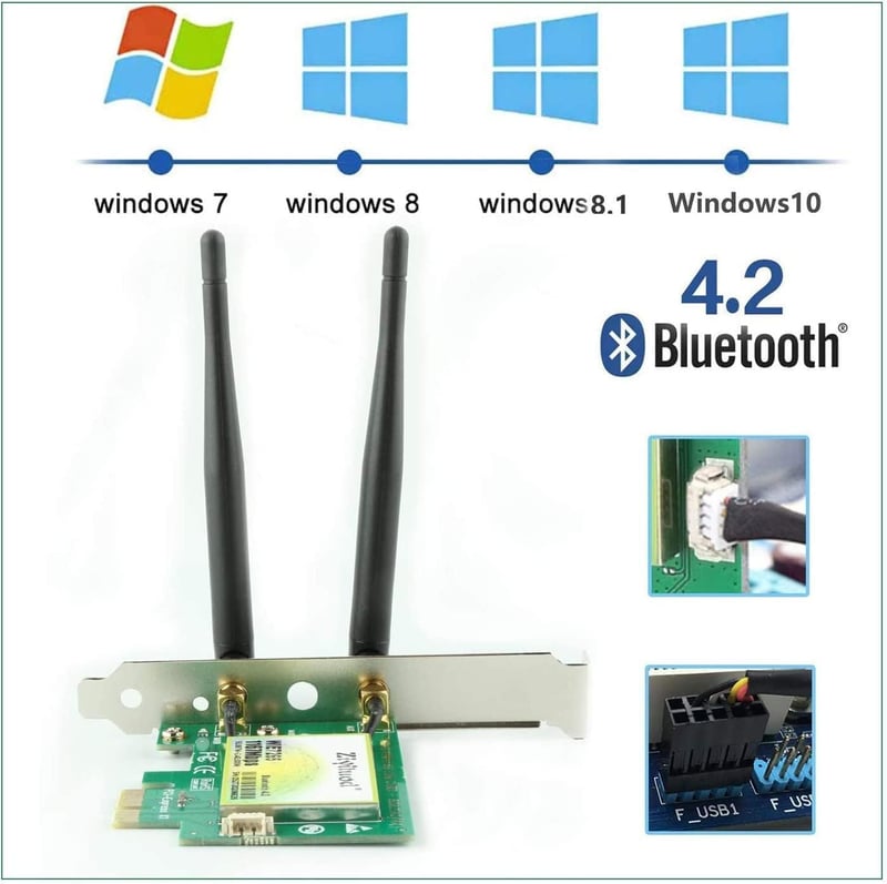 Ziyituod AC7265 1200Mbps PCIe WiFi kártya Bluetooth 4.2-vel, Windows és Linux kompatibilis
