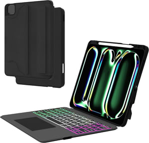 ROOFEI Futrola za iPad Pro 13 M4 2024 s Tipkovnicom - Odvojiva Bluetooth Tipkovnica s Touchpadom, RGB Pozadinskim Osvjetljenjem, Njemački QWERTZ Raspored