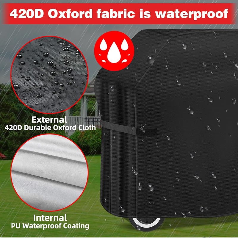 SPGOOD Grillhuzat 132x66x110 cm - Vízálló 420D Oxford Anyagú BBQ Védőtakaró Gázgrillhez, Időjárásálló, Szakadásmentes, Állítható Tépőzárral 