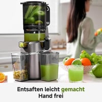 AMZCHEF Automata Gyümölcs- és Zöldségprés 250W - Széles 135mm Adagolónyílás, 1,8L Kapacitás, Hármas Szűrőrendszer, Hidegpréselés, Csendes Mo 6