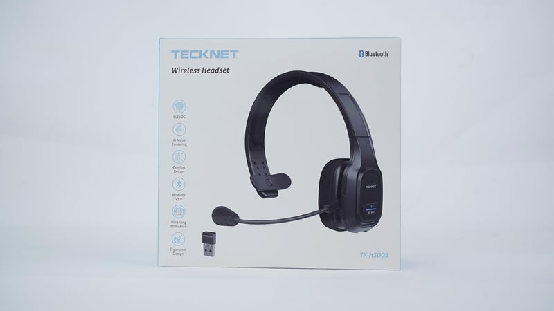 TeckNet Bluetooth fejhallgató mikrofonnal, zajszűrős, töltőállomásos, Skype-kompatibilis