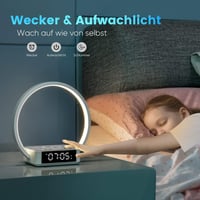 WILIT LED éjjeli lámpa 10W vezeték nélküli töltővel, ébresztő funkcióval, 3 fényerőszinttel - szürke 4
