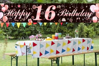 Rózsaszín-Arany "Sweet 16" Születésnapi Zászló Lányoknak 2