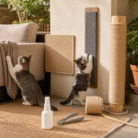 Set Protecție Canapea: covoraș sisal + 4m sfoară + placă zgâriat + catnip + unghieră + jucărie automată 1
