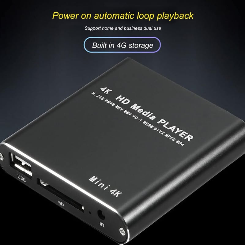 Bewinner 4K médialejátszó - Hordozható HDMI/USB lejátszó 5TB-ig, távirányítóval
