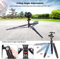 Koolehaoda Alumínium Mini Állvány DSLR Kamerákhoz - 63 cm, Narancssárga, 360° Gömbfejjel, 10 kg Teherbírás, Hordozható Utazó Tripod Videókam 4
