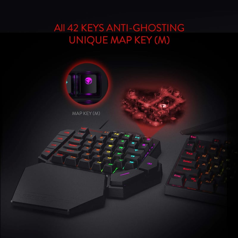 Redragon K585 DITI RGB Egykezes Mechanikus Gamer Billentyűzet, Barna Kapcsolók