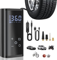 YUGUANG 150 PSI elektromos légpumpa 6000 mAh akkumulátorral, érintőképernyő és LED világítás 9