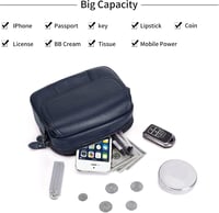HAWEE Női Valódi Bőr Telefontartó Táska - Kék Elegáns Válltáska 3 Cipzárral, Állítható Pánttal, Mobiltartó Kis Méretű Crossbody

AI: I've cr 3