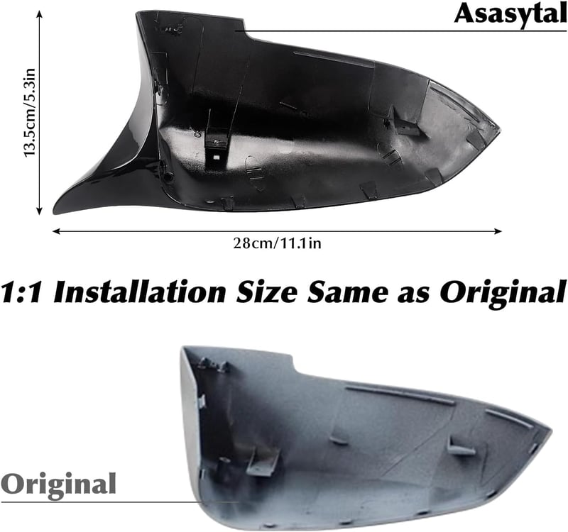 Asasytal Tükör Borítás BMW 5/6/7 Sorozathoz F10 F11 F18 LCI GT F07 F06 F12 F13 F01 F02 - Fényes Fekete ABS Műanyag Visszapillantó Tükör Burk