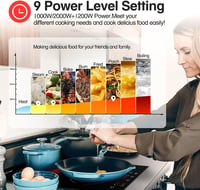AMZCHEF 77 cm-es Beépíthető Üvegkerámia Főzőlap 5 Zónával - Ovális és Tripla Zónás, 9 Teljesítményszint, Időzítő, Biztonsági Zár, 8500W 2