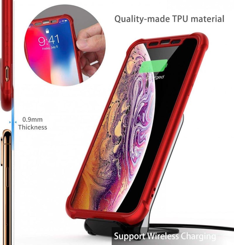 iPhone X/XS Bordó Szilikon Tok Szett 2db Üvegfóliával