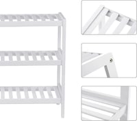 SONGMICS Bambusz Cipőtartó 3 Polcos Fehér 70x55cm Előszoba Hálószoba Nappali - 70 x 55 x 26 cm, White 6