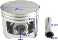 JRL 45mm-es henger és dugattyú szett kínai 52cc láncfűrészekhez, Tarus, Silverline kompatibilis 4
