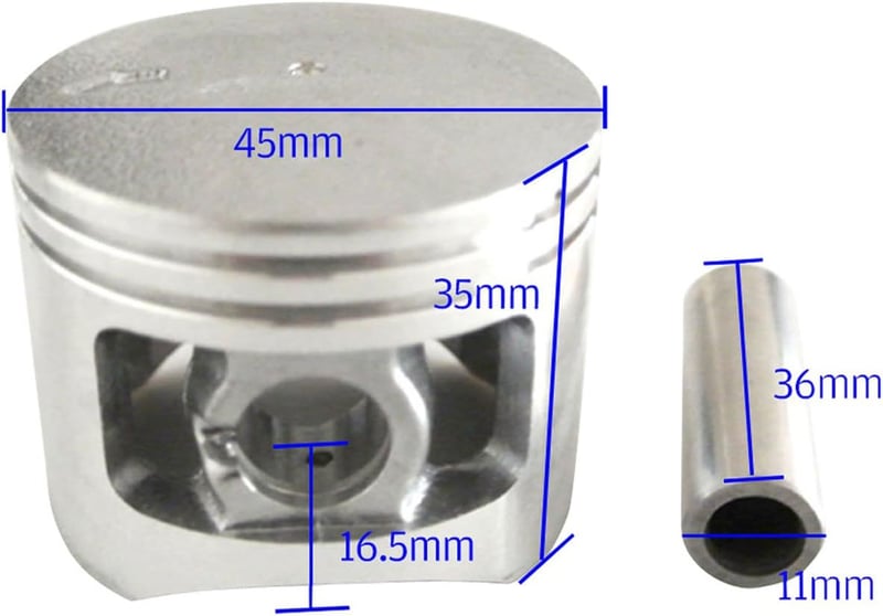 JRL 45mm-es henger és dugattyú szett kínai 52cc láncfűrészekhez, Tarus, Silverline kompatibilis