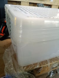 Cutie de depozitare keeeper Leo cu capac și roți, 37 L, 59x38x24 cm, transparentă, cu clipsuri — setul de roți lipsește (stare: vezi a 2-a imagine) 4